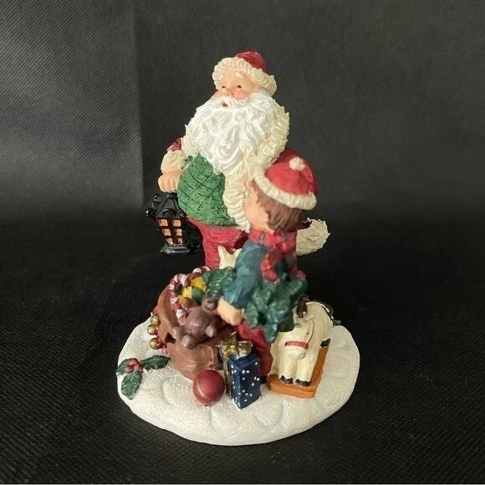 Vintage Santa Claus Caring Gifts For Boy Statue 4.5 Christmas Figurine Very Good